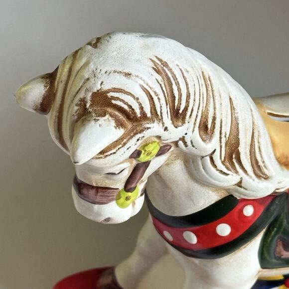 Vintage Rocking Horse Coin Piggy Bank  6.75" Enesco 1981 Hand Painted C1 - Picture 7 of 11